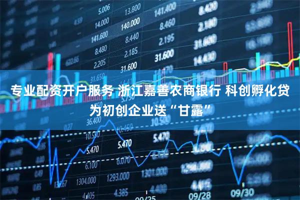 专业配资开户服务 浙江嘉善农商银行 科创孵化贷为初创企业送“甘露”